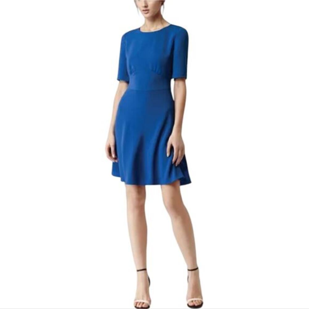 REISS Dress Hedy Nipped Waist In Blue SIZE US 6